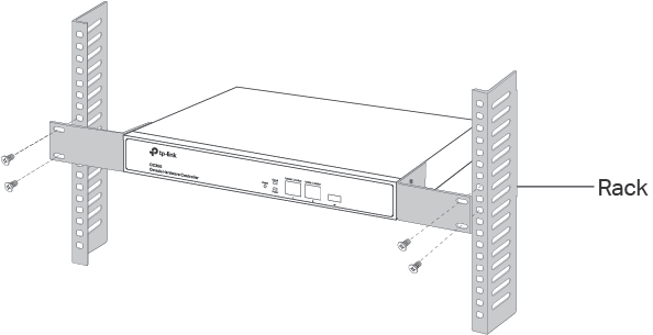 TP-Link OC300 secure the brackets to the rack.