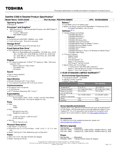 Toshiba C55D-A5340 Thumbnail