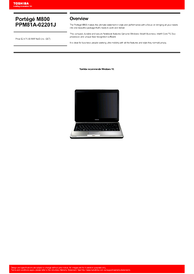 Toshiba M800 (PPM81A-02201J) Thumbnail