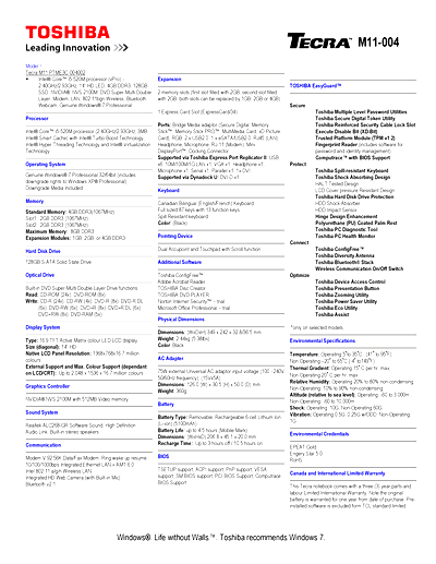 Toshiba M11 (PTME3C-004002) Thumbnail