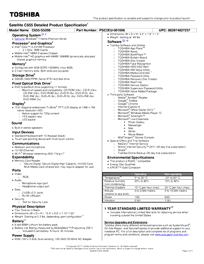 Toshiba C655-S5208 Thumbnail