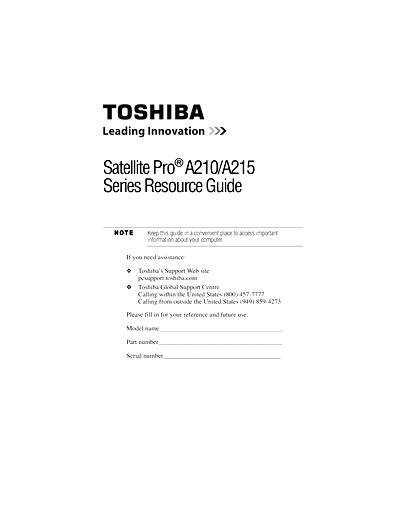 Toshiba A210-EZ2202X A210-EZ2203X Thumbnail
