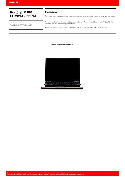 Toshiba M800 (PPM81A-06601J) Thumbnail