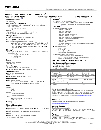 Toshiba C55D-A5346 Thumbnail