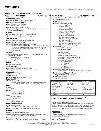 Toshiba C655-S5504 Thumbnail