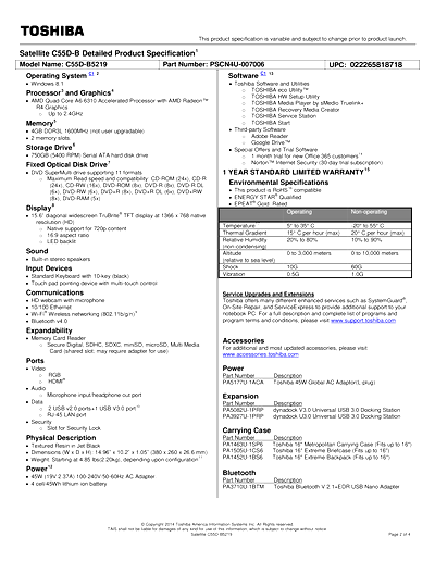 Toshiba C55D-B5219 Thumbnail