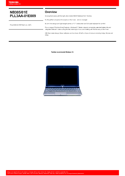 Toshiba NB305 (PLL3AA-01E009) Thumbnail