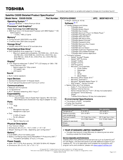 Toshiba C655D-S5236 Thumbnail