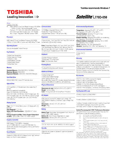 Toshiba L770D (PSK40C-050004) Thumbnail