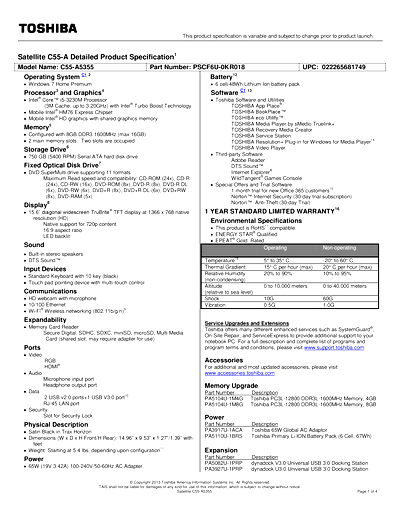 Toshiba C55-A5355 Thumbnail