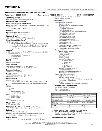 Toshiba C655D-S5232 Thumbnail
