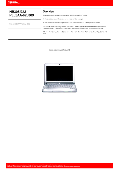 Toshiba NB305 (PLL3AA-02J009) Thumbnail