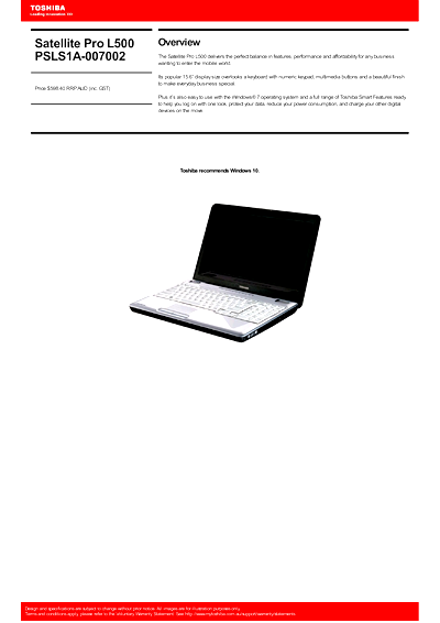 Toshiba L500 (PSLS1A-007002) Thumbnail