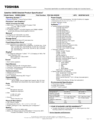 Toshiba C655D-S5084 Thumbnail