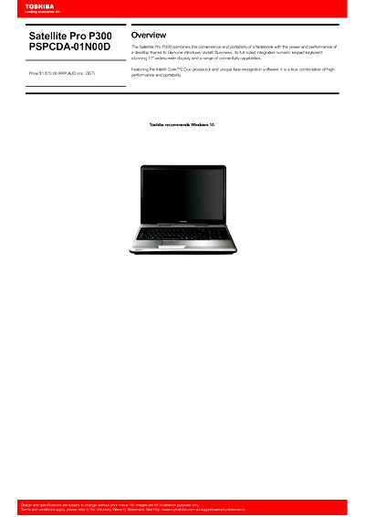 Toshiba P300 (PSPCDA-01N00D) Thumbnail